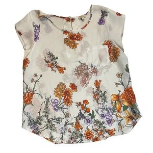 Lily White Lightweight Floral Tunic Blouse Sz M